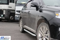 Lexus RX 2009-2015 гг. Боковые Подножки RedLine Black (2 шт, Алюминий) фото 2