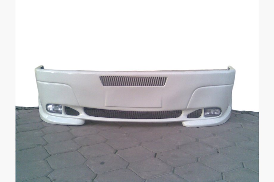 Volkswagen LT 1995-2006 гг. Накладка на передний бампер с 2 вырезами под фары (грунт под покраску) Image