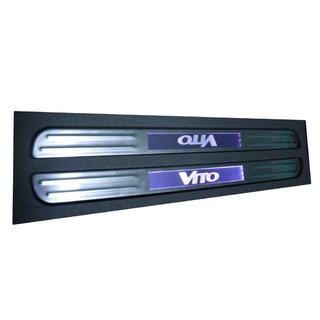 Беспроводные подсвечиваемые накладки на пороги из нержавейки (2 шт) Mercedes Vito W639 2004-2014 гг.