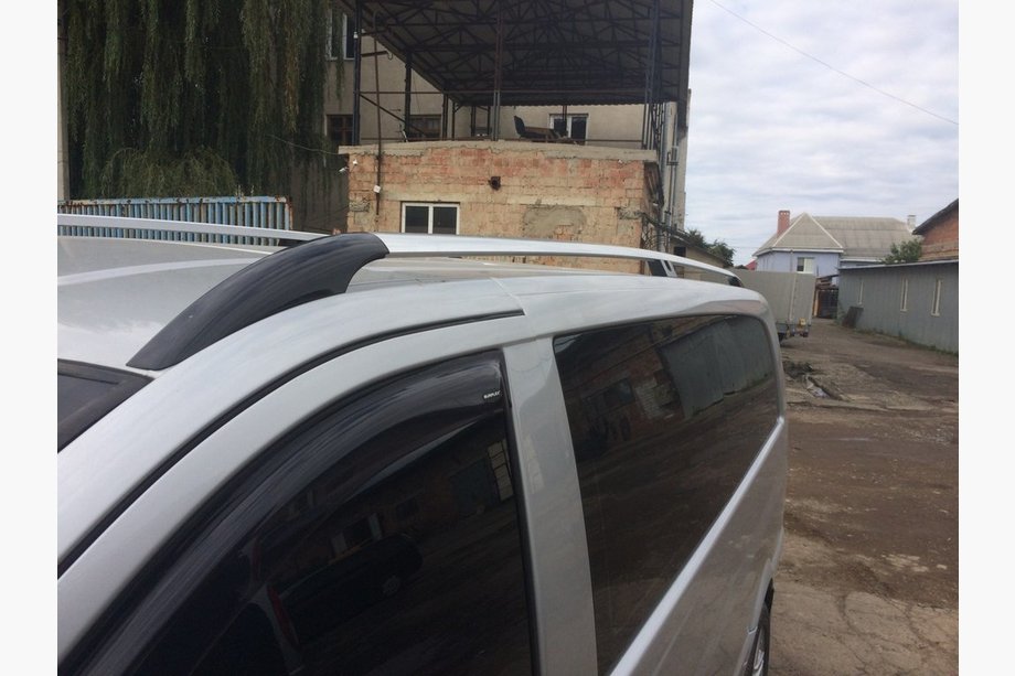 Mercedes Viano 2004-2014 гг. Рейлинги Хром CAN Оригинальный Дизайн (Металлические Ножки) Средняя База (LONG) Фото 4