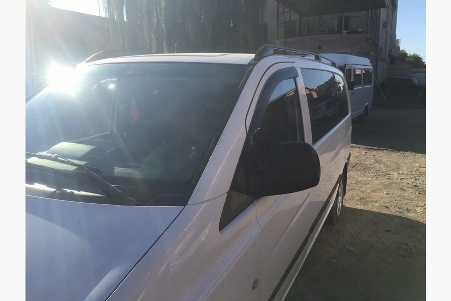 Mercedes Viano 2004-2014 гг. Черные рейлинги Skyport (цельнометаллические) Длинная База (EXTRALONG) Фото 8