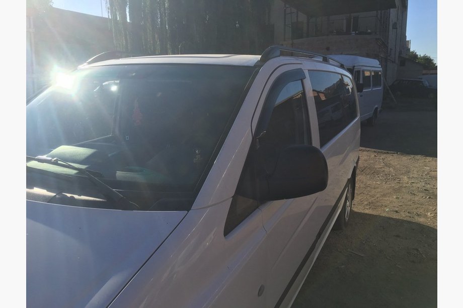 Mercedes Viano 2004-2014 гг. Черные рейлинги Skyport (цельнометаллические) Длинная База (EXTRALONG) Фото 9