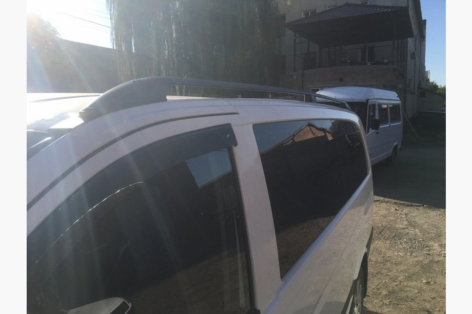 Mercedes Viano 2004-2014 гг. Черные рейлинги Skyport (цельнометаллические) Длинная База (EXTRALONG) Фото 12