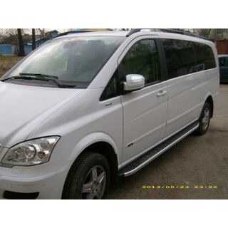 Боковые Подножки Tayga V2 (2 шт., Алюминий) Mercedes Vito W639 2004-2014 гг. фото 3