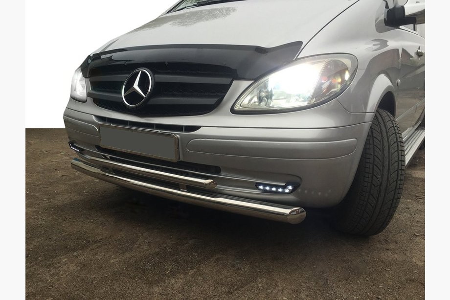 Mercedes Vito W639 2004-2014 гг. Передняя защита ST014 (нержавейка) 2004-2010, 60 ↗ 42мм Фото 5