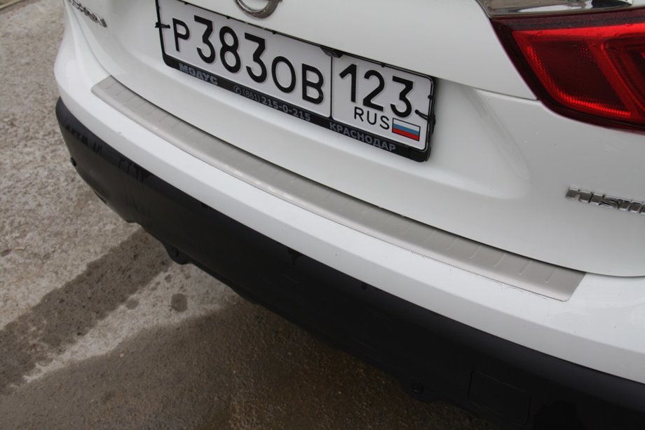 Nissan Qashqai 2014-2021 гг. Накладка на задний бампер OmsaLine (2014-2017, Нержавейка) Фото 3