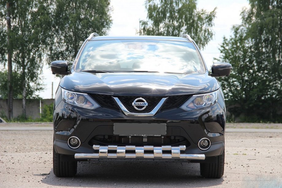 Nissan Qashqai 2007-2010 гг. Передняя защита ST015 (нержавейка) Фото 2