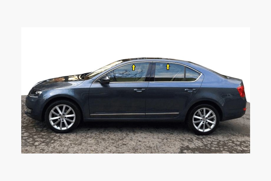 Skoda Octavia III A7 2013-2019 гг. Верхние молдинги окон нержавейка (4 шт) Image