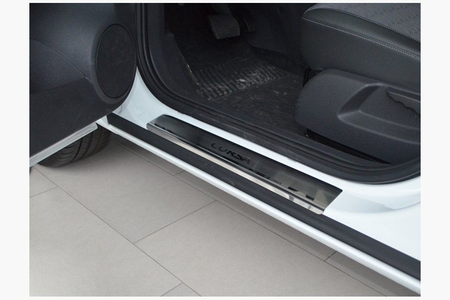 Opel Corsa D 2007-2014 гг. Накладки на пороги Natanika Premium (4 шт, нержавейка) Image