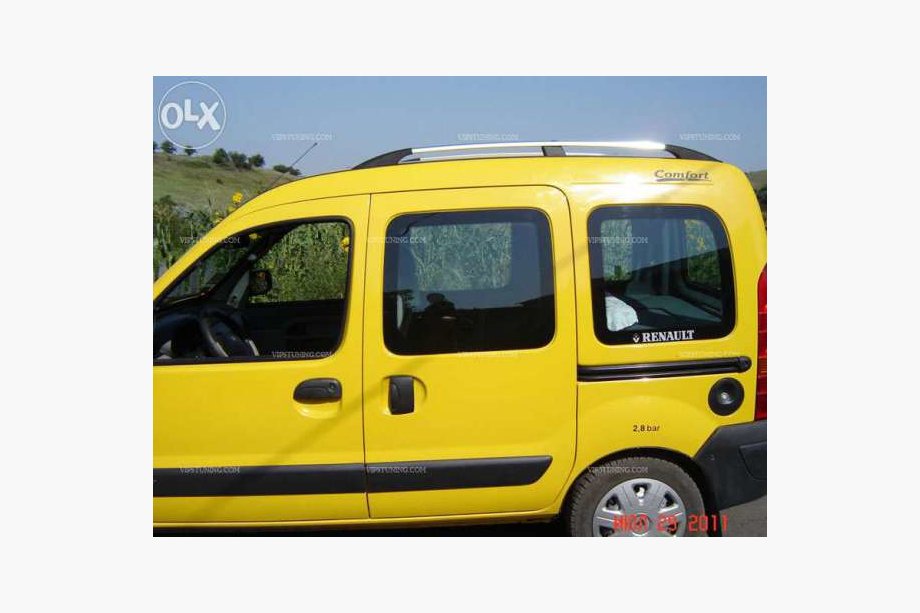 Renault Kangoo 1998-2008 гг. Хромированные Рейлинги Макси база, Пластиковые ножки Фото 4