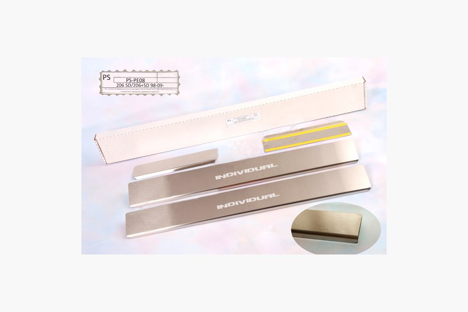 Peugeot 206 1998-2024 гг. Накладки на пороги Natanika Standard (4 шт, нержавейка) Image