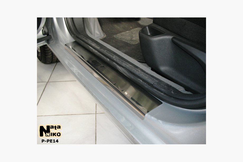 Peugeot 407 2004-2011 гг. Накладки на Пороги Nataniko (4 шт., Нержавейка) Image