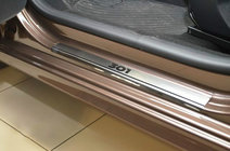 Peugeot 301 2012- гг. Накладки на Пороги Nataniko (4 шт., Нержавейка) фото 1