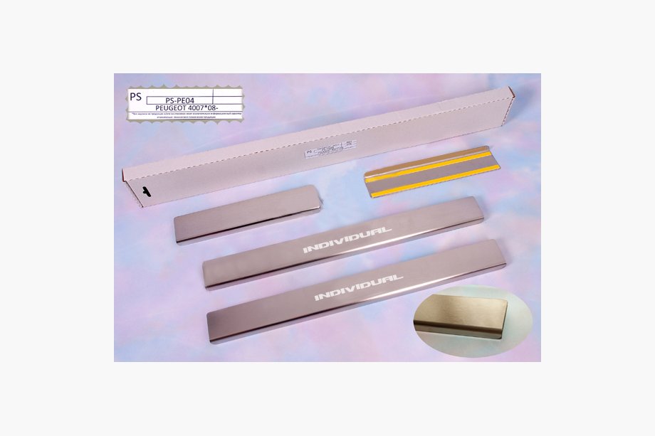 Peugeot 4007 2007-2013 гг. Накладки на пороги Natanika Standard (4 шт, нержавейка) Image