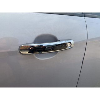 Накладки на ручки с черной полосой (4 шт, ABS) Ford Focus II 2008-2011 гг. фото 1