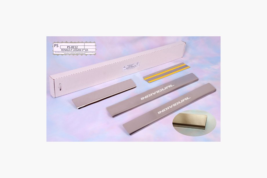 Dacia Logan I 2005-2008 гг. Накладки на пороги Natanika Standard (4 шт, нержавейка) Image