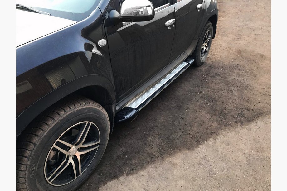 Renault Duster 2008-2017 гг. Боковые Подножки Rainbow (2 шт., Алюминий) Image