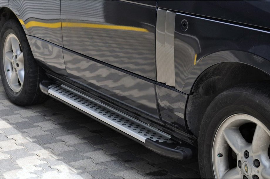 Range Rover III L322 2002-2012 гг. Боковые пороги Allmond Grey (2 шт., алюминий) Image