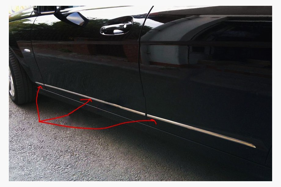 Mercedes C-class W204 2007-2015 гг. РАСПРОДАЖА! Накладки на дверные молдинги из нержавейки Image