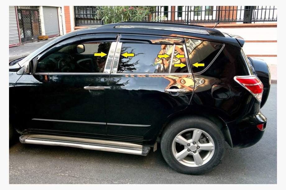 Toyota Rav 4 2006-2013 гг. Накладки на дверные стойки из нержавеющей стали Image