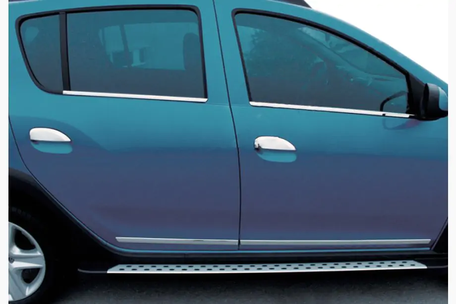 Dacia Sandero 2013-2020 гг. Хромированные Накладки на Ручки (4 шт., Нержавейка) Image