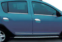 Dacia Sandero 2013-2020 гг. Хромированные Накладки на Ручки (4 шт., Нержавейка) фото 1