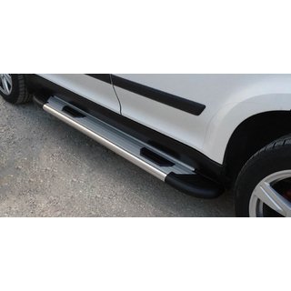 Боковые пороги Bosphorus серые OLD (2 шт., Алюминий) Mitsubishi Outlander 2006-2012 гг. фото 1