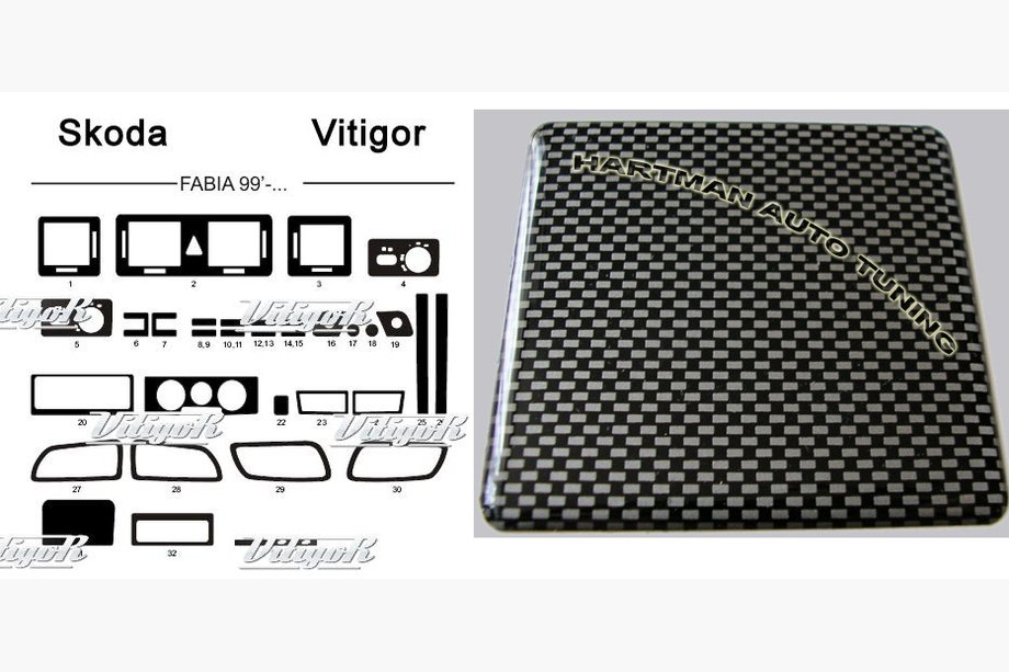 Skoda Fabia 2000-2007 гг. Акция !!! Накладки на торпедо (карбон стиль) Image