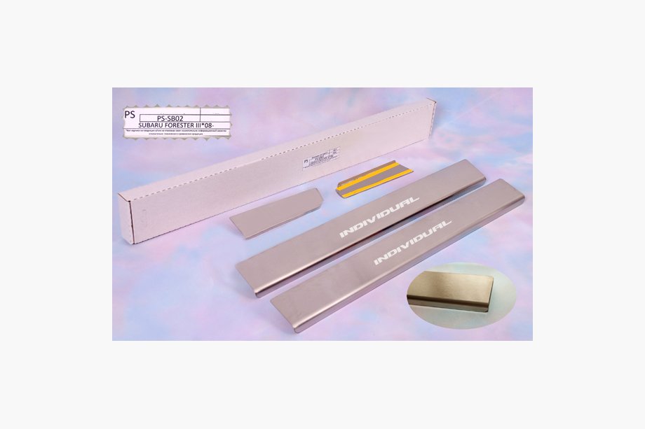 Subaru Forester 2008-2013 гг. Накладки на пороги Natanika Standard (4 шт, нержавейка) Image