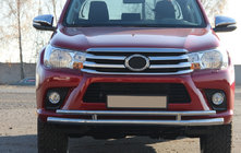 Toyota Hilux 2015- гг. Передняя защита ST018 (нерж. сталь) фото 6