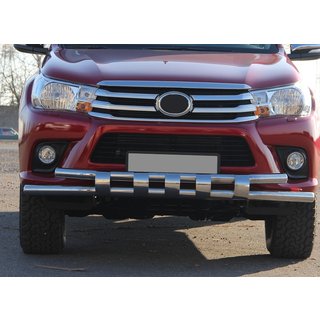 Передняя защита ST015 (нержавейка) Toyota Hilux 2015- гг. фото 3