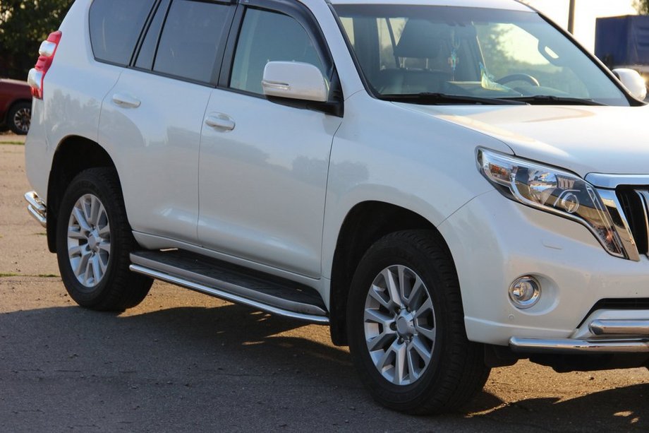 Toyota Land Cruiser Prado 150 2009-2023 гг. Боковые Пороги BB004 (2 шт, Нержавейка) Фото 4