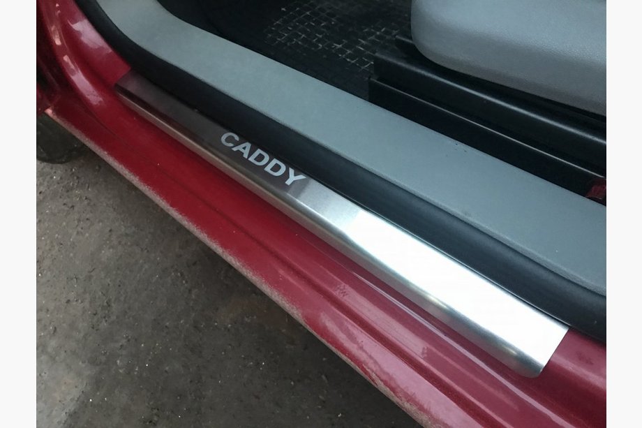 Volkswagen Caddy 2004-2010 гг. Накладки на дверные пороги Natanika Standard (4 шт, нержавейка) Image