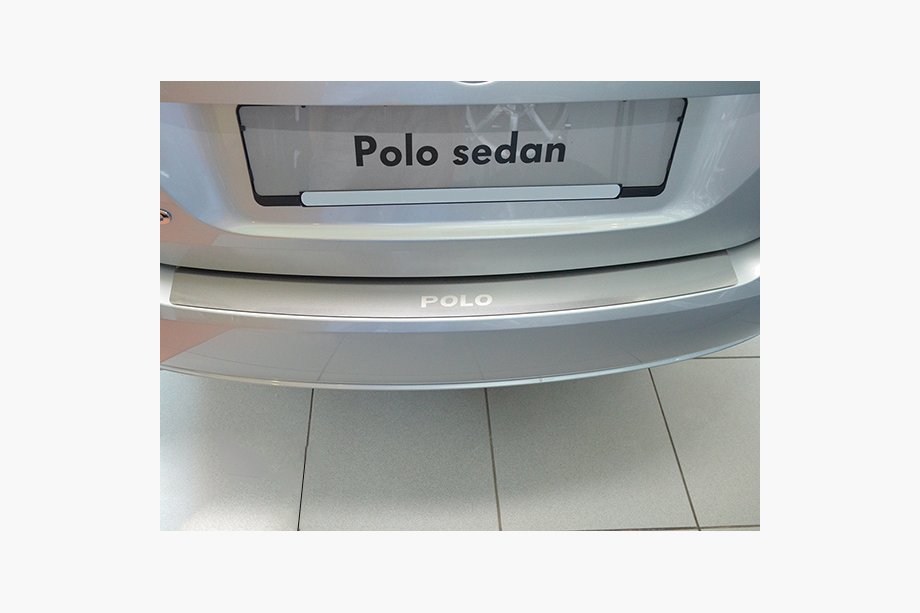 Volkswagen Polo 2010-2017 гг. Накладка на задний бампер Nataniko (нержавейка) Image