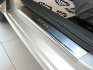 Volkswagen Jetta 2011-2018 гг. Накладки на пороги Nataniko (4 шт., нержавейка) фото 1