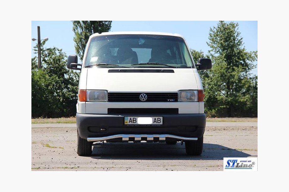 Volkswagen T4 Caravelle/Multivan 1990–2003 гг. Передняя защита с решеткой ST010 (нержавейка) Фото 2