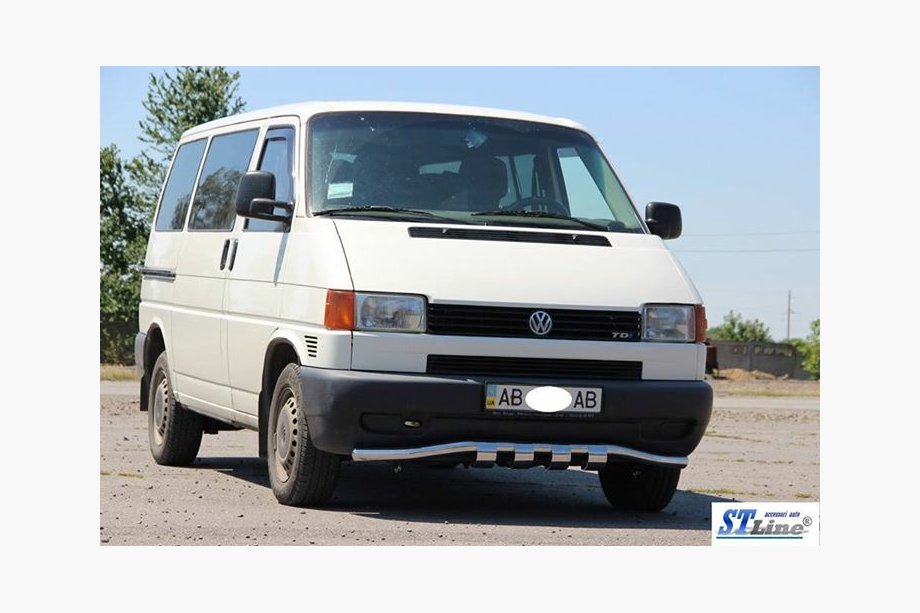 Volkswagen T4 Caravelle/Multivan 1990–2003 гг. Передняя защита с решеткой ST010 (нержавейка) Фото 4