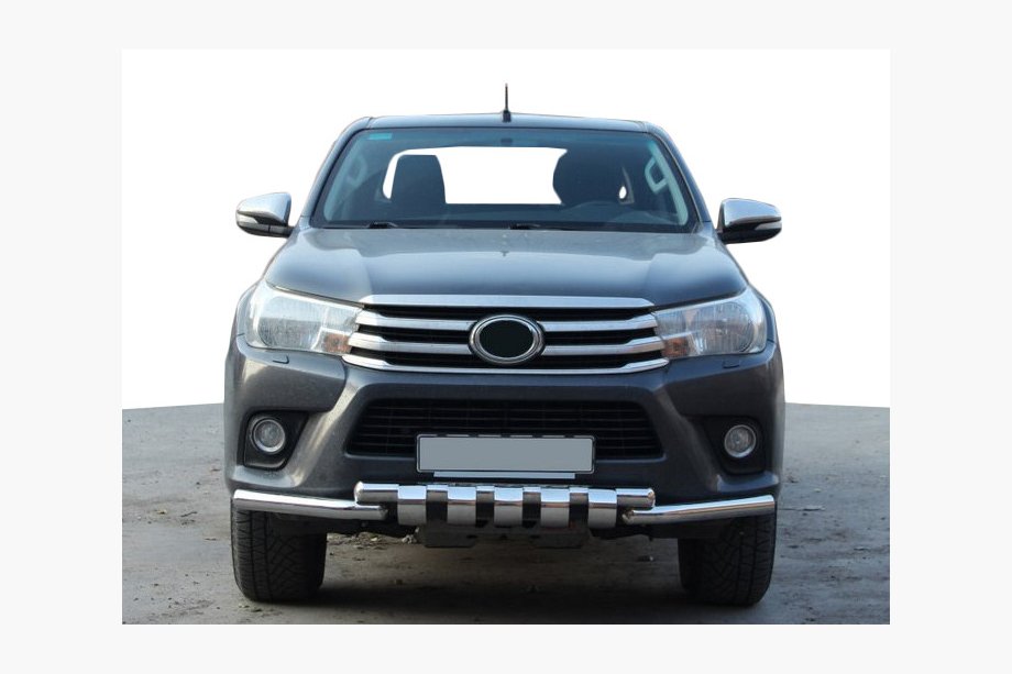 Toyota Hilux 2015- гг. Передняя защита F3-34 (нерж. сталь) Фото 1