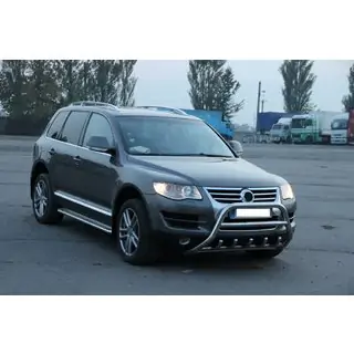 Защита переднего бампера WT003 Special (нерж) Volkswagen Touareg 2002–2010 гг. фото 2