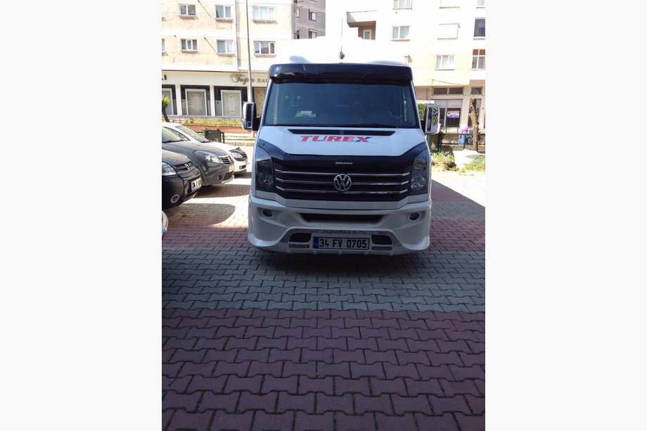 Volkswagen Crafter 2006-2016 гг. Накладка на передний бампер 2012↗ (Sport-3, под покраску) Фото 6