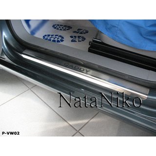 Накладки на дверные пороги Natanika Standard (4 шт, нержавейка) Volkswagen Caddy 2004-2010 гг. фото 3