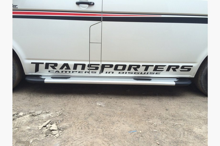 Volkswagen T5 Transporter 2003-2010 гг. Боковые Подножки Bosphorus OLD Серые (2 шт., Алюминий) Длинная База Фото 3