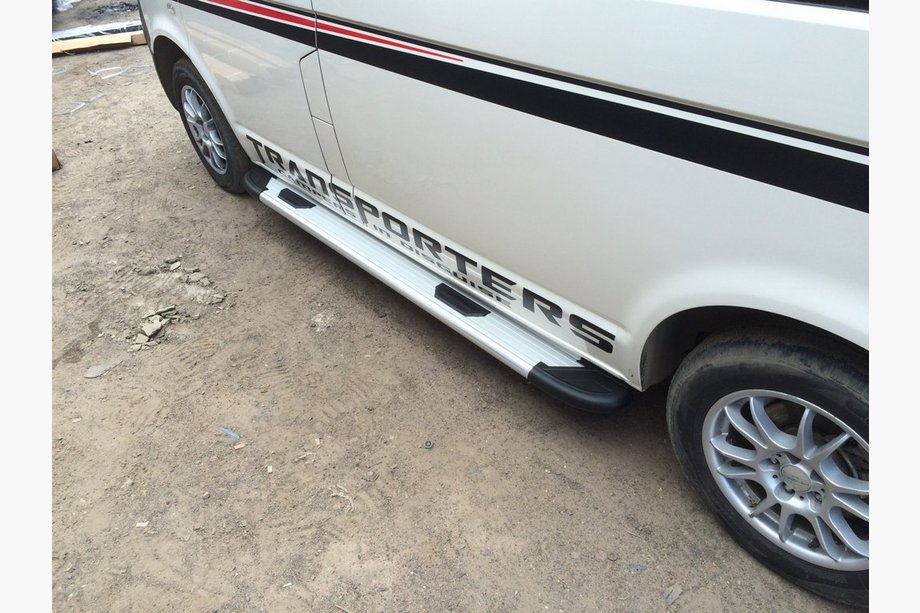 Volkswagen T5 Transporter 2003-2010 гг. Боковые Подножки Bosphorus OLD Серые (2 шт., Алюминий) Длинная База Фото 4