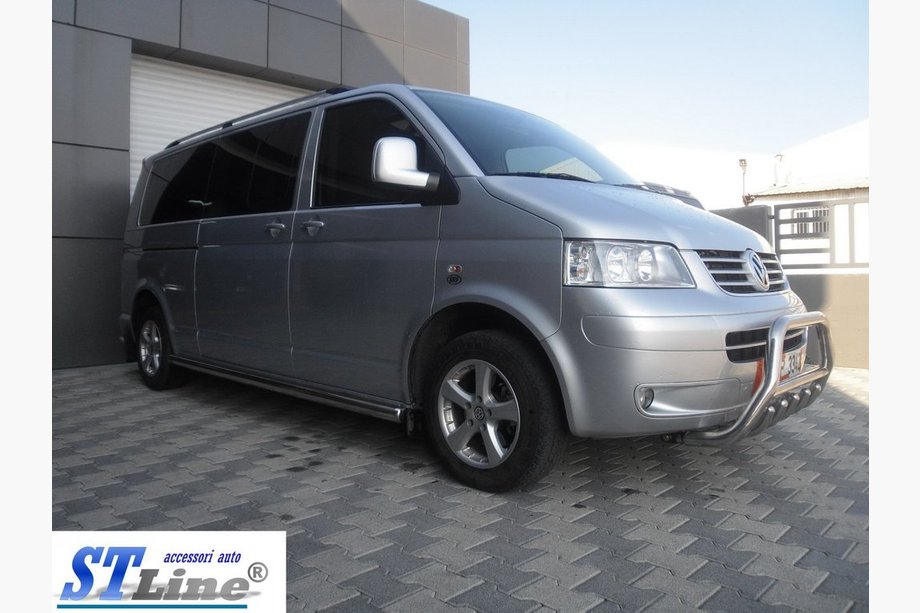 Volkswagen T5 Caravelle 2004-2010 гг. Кенгурятник WT003 (нержавейка) 60мм, с надписью Фото 3