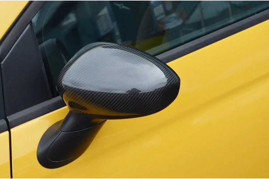 Fiat 500/500L 2013-2022 гг. Накладки на Зеркала 2007-2015 (2 шт., Натуральный Карбон)