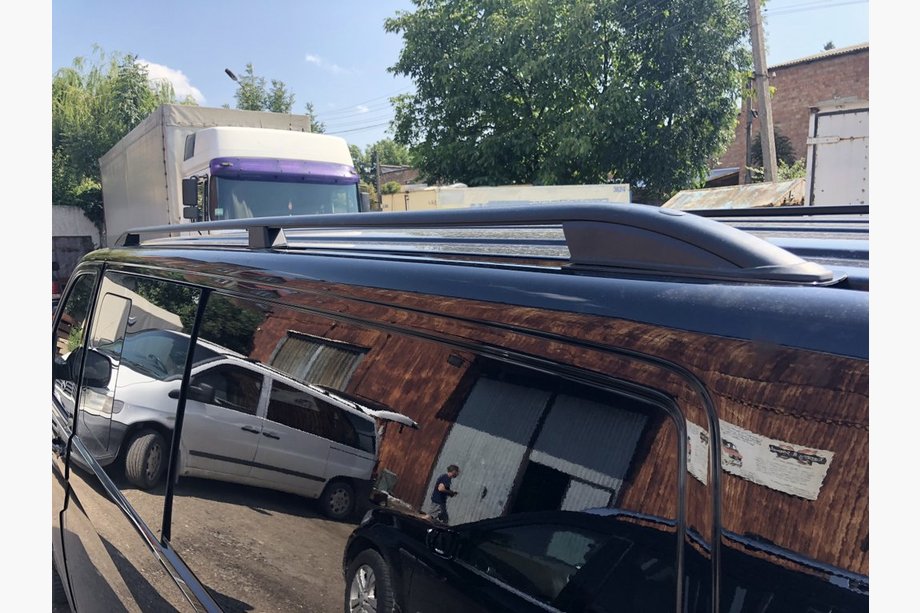 Volkswagen T5 Caravelle 2004-2010 гг. Рейлинги Skyport (черные) Длинная База Фото 3