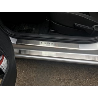 Накладки на пороги Nataniko (8 шт, нержавейка) Skoda Rapid 2012-2019 гг. фото 1