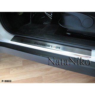 Накладки на пороги Natanika Premium (4 шт, нержавейка) Subaru Forester 2008-2013 гг.