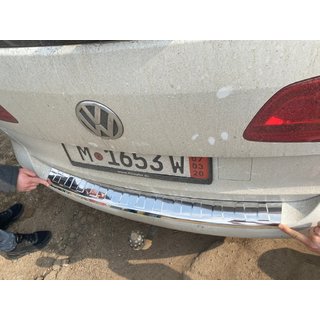 VW Touaran 2010↗ Накладка на задний бампер Carmos (нерж)