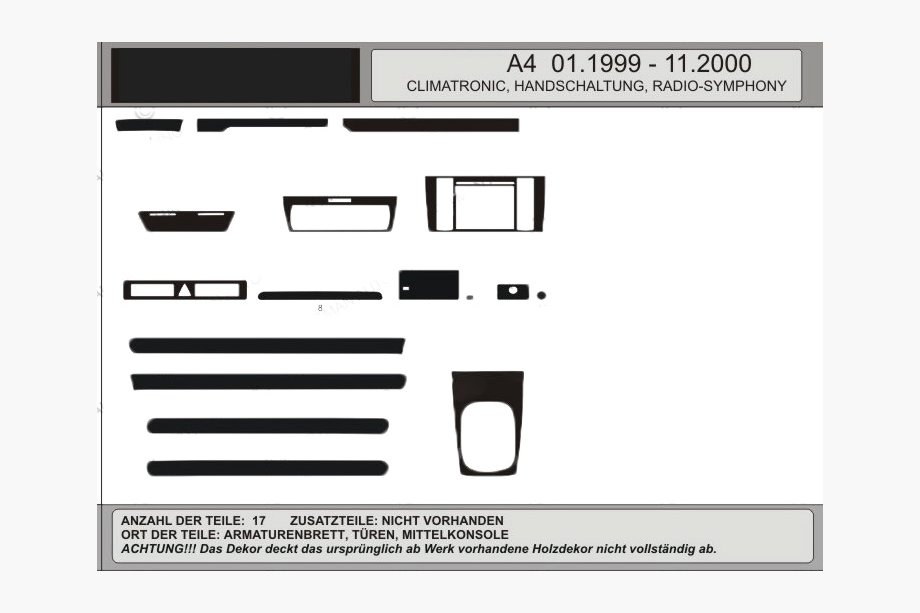 Audi A4 B5 1994-2001 гг. Акция! Накладки на панель под дерево (1999-2001) Image